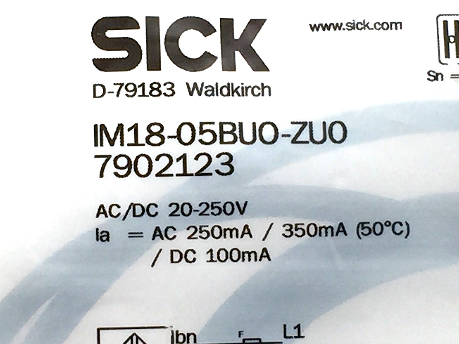 Sick IM18-05BUO-ZU0 7902123 Proximity Sensor 20-250V AC/DC Pig D-79183