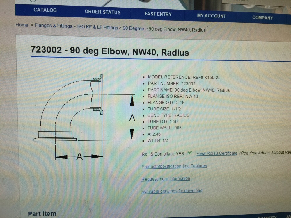 Lot Of 2, HIS Elbow KF-40, NW40, VC-KF-40EL-90T1, Ref MDC 723002, BOX C #1600Z3