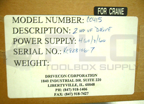 NEW DRIVECON CC415 T-VERTER K1-SERIES AC CRANE DRIVE