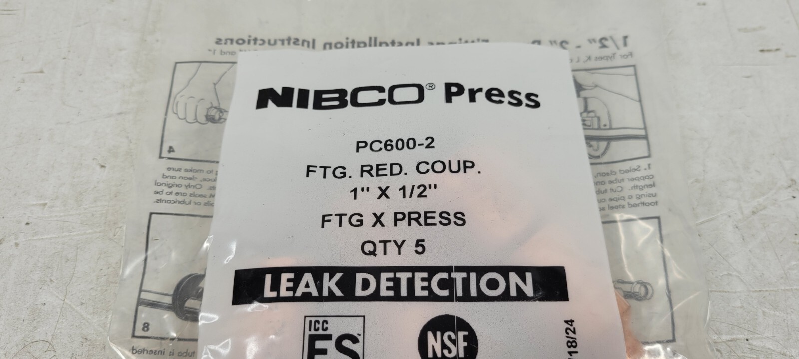 (QTY. 5) NIBCO 9008355PC Fitting Reducer 1 x 1/2 in Nominal Fitting x Press