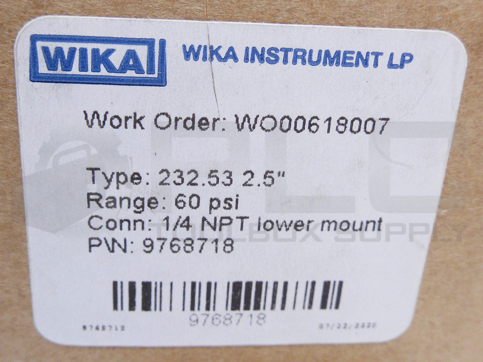 NEW WIKA 9768718 PRESSURE GAUGE 0-60PSI 1/4″ NPT 232.53 2.5″
