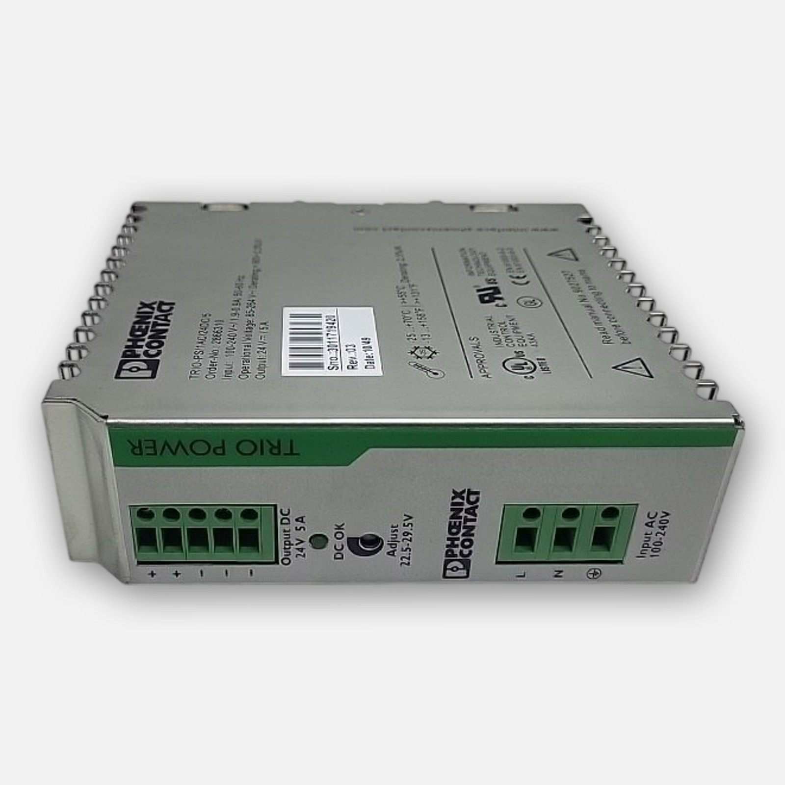 PHOENIX CONTACT TRIO-PS/1AC/24DC/5 POWER SUPPLY 24VDC 5A