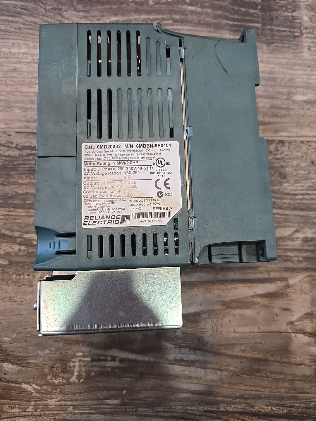 RELIANCE ELECTRIC 6MD20002 6MDBN-8P0101 3PHASE 200-240V 48-63HZ 9.5AMP 2HP