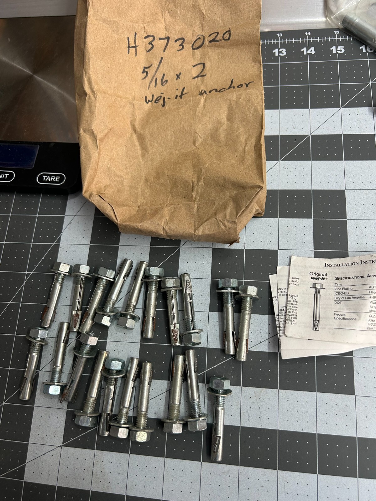 NOS 20-pack lot Wej-it Sleeve Concrete Anchor Hex Head 5/16 x 2″