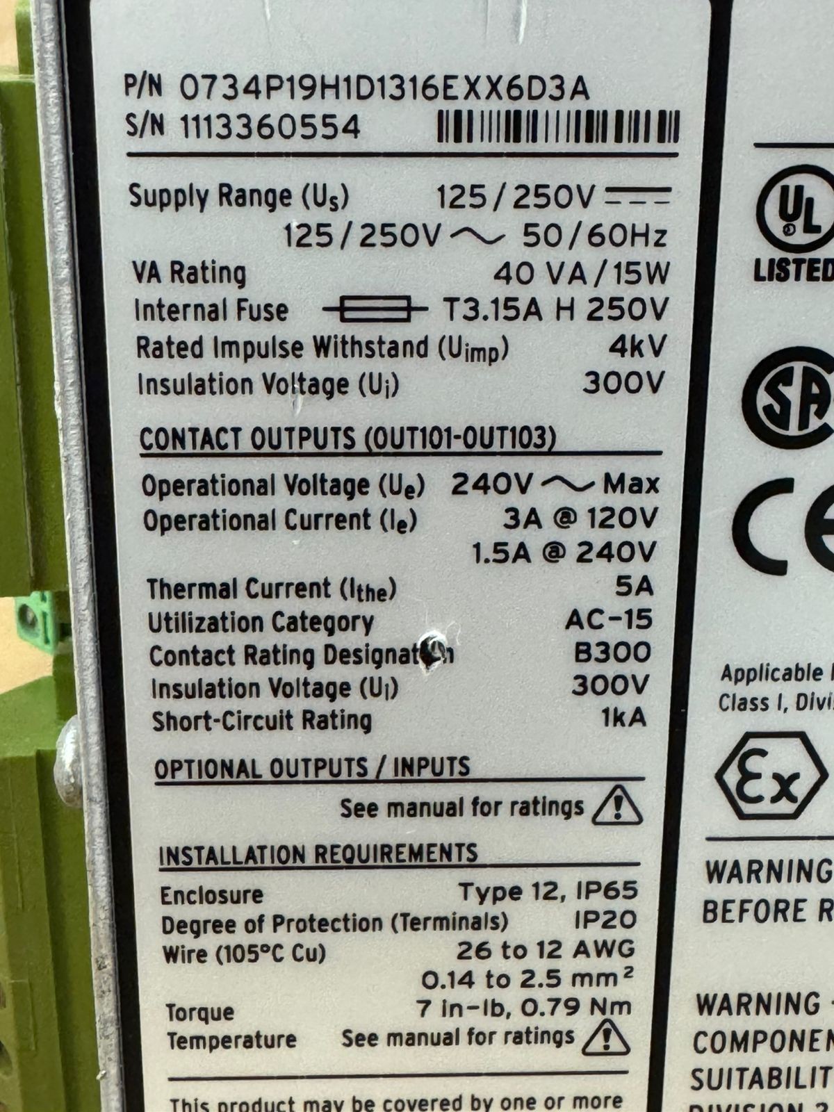 SEL / Advanced Metering System / SEL-734 / 0734P19H1D1316EXX6D3A