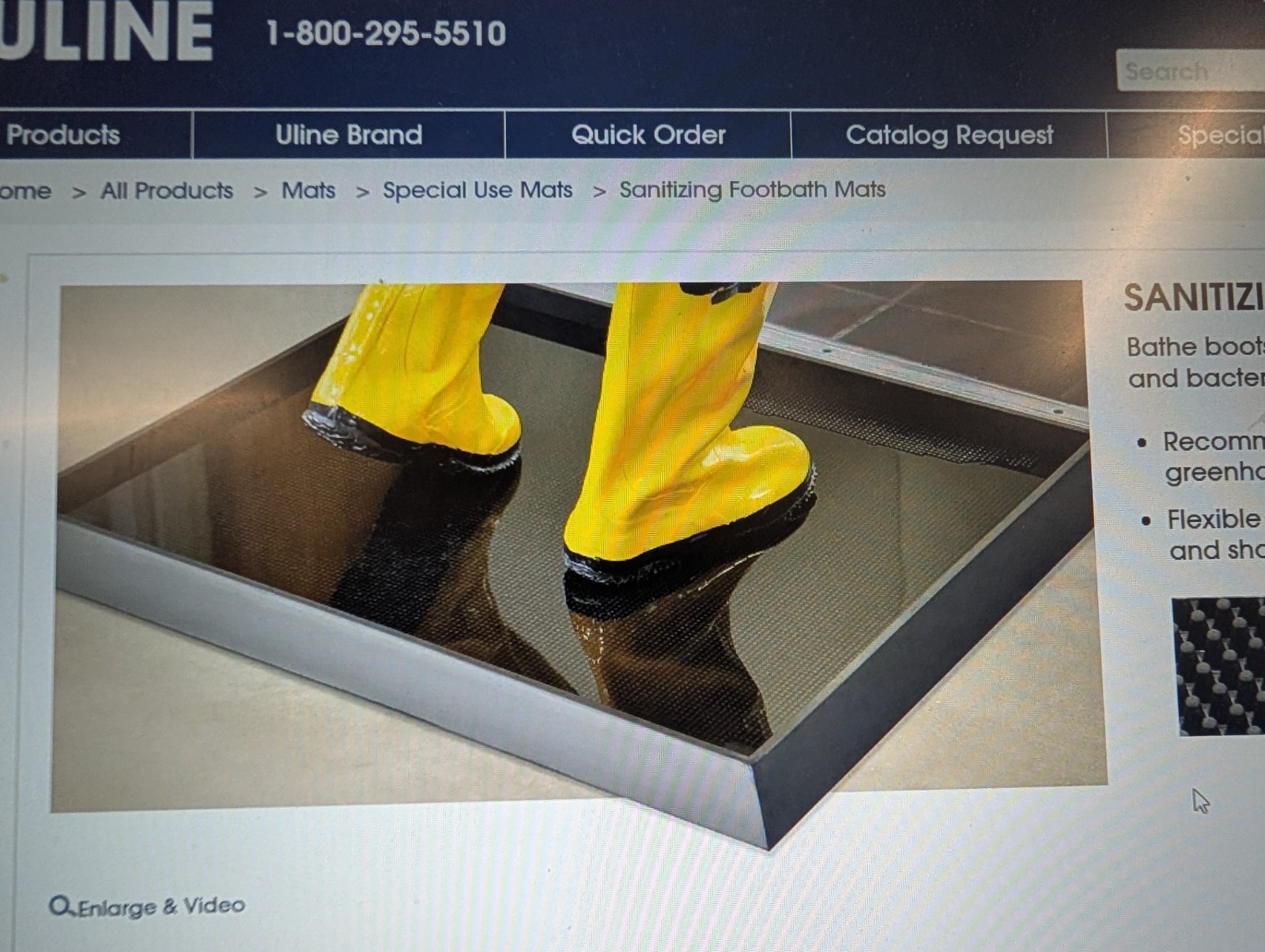 Brand New ULINE H-9386 Sanitizing Foot Bath Black Free Shipping 24x32x0.5