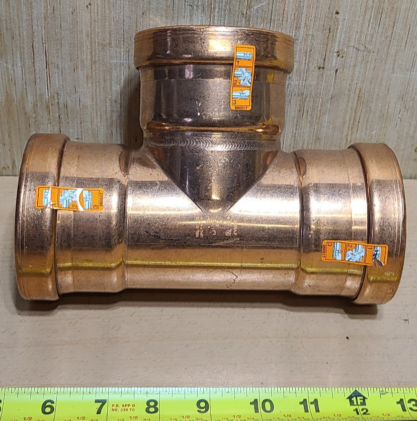 Viega 20693 3″ x 3″ x 3″ ProPress XL-C Copper Tee, Press Connection