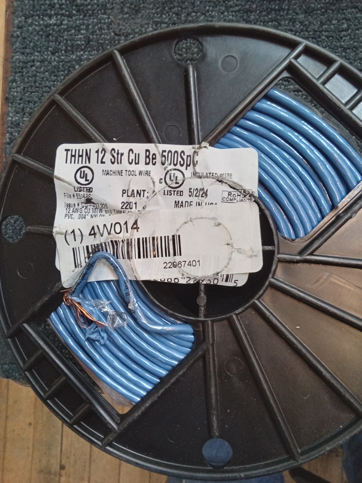 Southwire Machine Tool Wire THHN 12 Str Cu Be 500SpC Blue 12 AWG Copper 500′