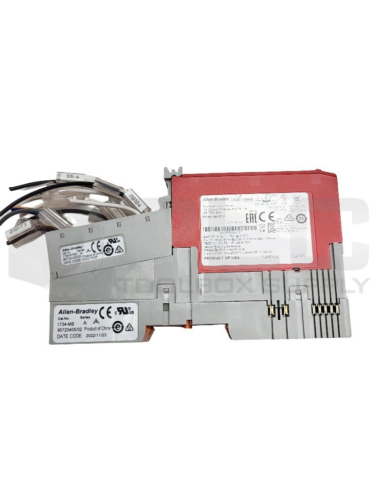 ALLEN BRADLEY 1734-MB /A TERMINAL BASE W/ (2) 1734-RTBS /A W/ 1734-IB8S /B