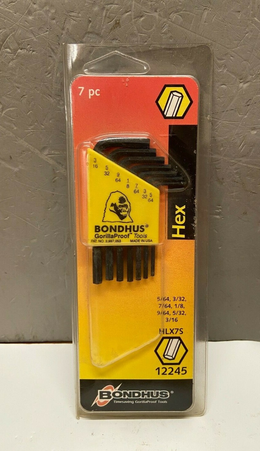 Bondhus 12245 Short Arm Hex L-Wrench 7 Pc Sizes 5/64-3/16″ Made in USA