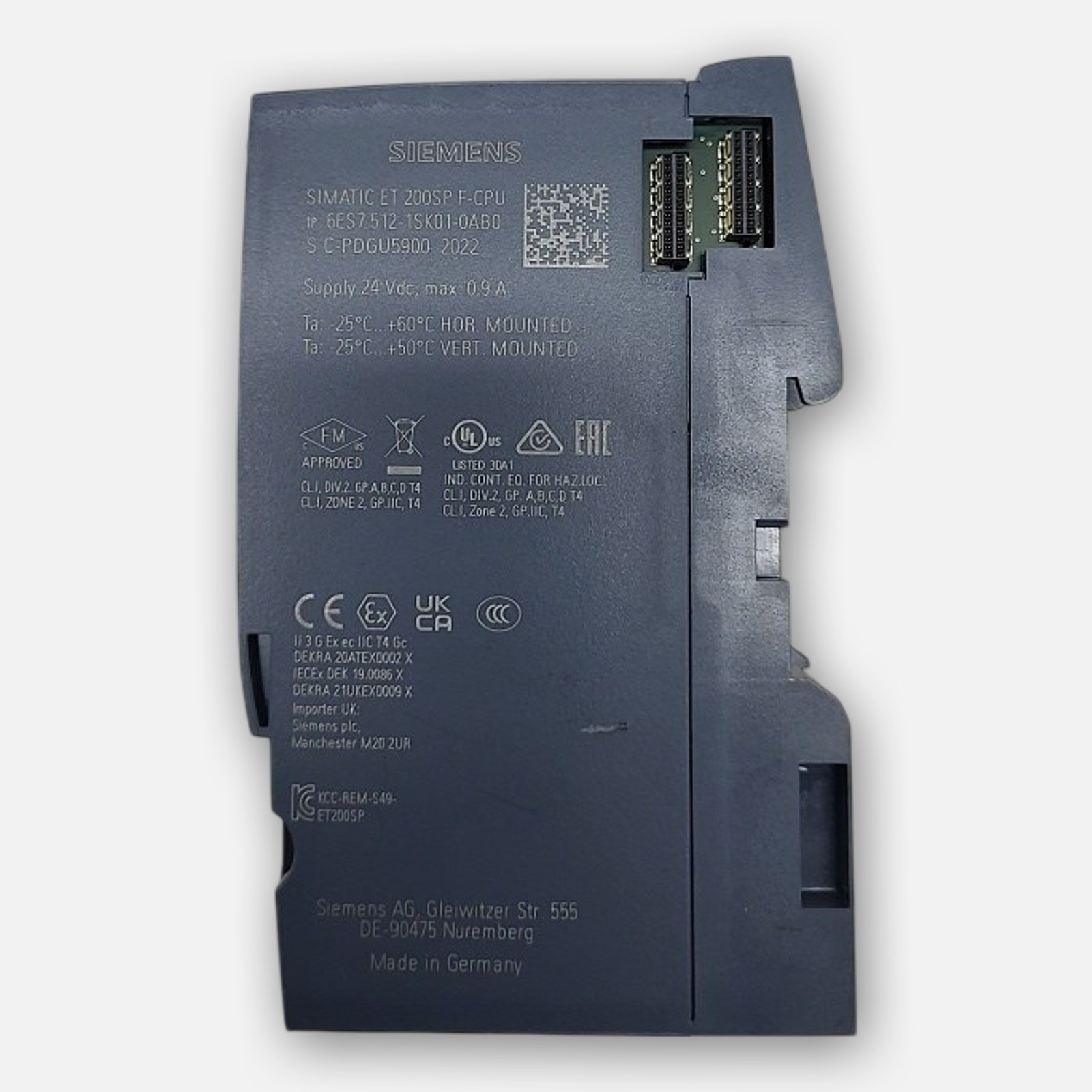 SIEMENS 6ES7 512-1SK01-0AB0 SIMATIC ET 200SP F-CPU MODULE 24VDC, 0.9A