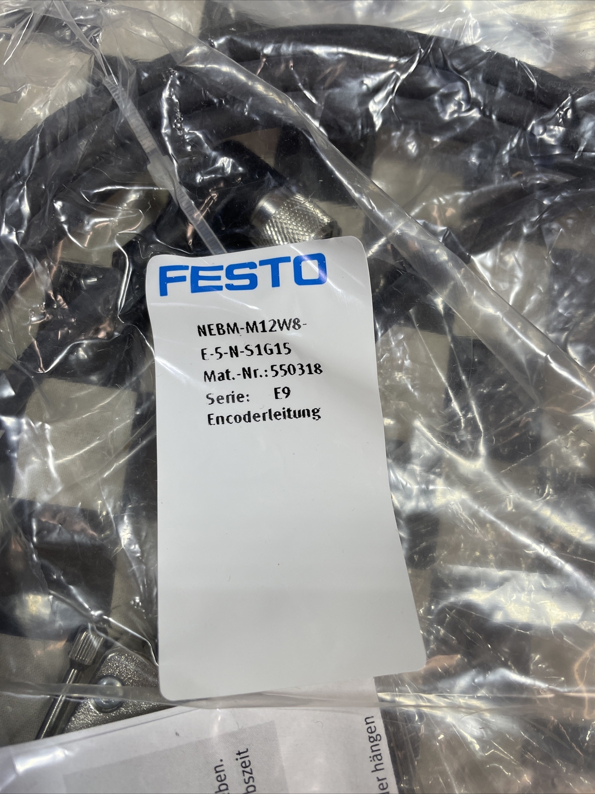 FESTO Encoder cable, NEBM-M12W8-E-5-N-S1G15, 550318, SHIPSAMEDAY#1180N1