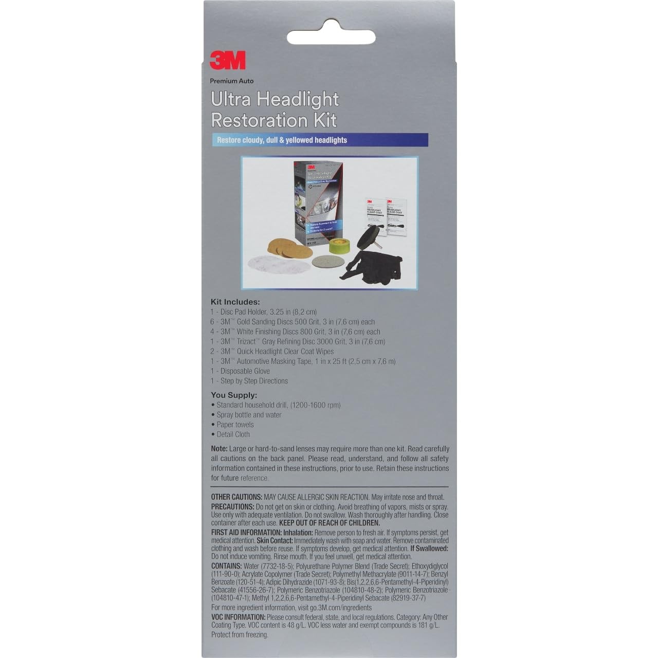 3M Ultra Headlight Restoration Kit, Contains 1 Count (Pack of 1), Gray