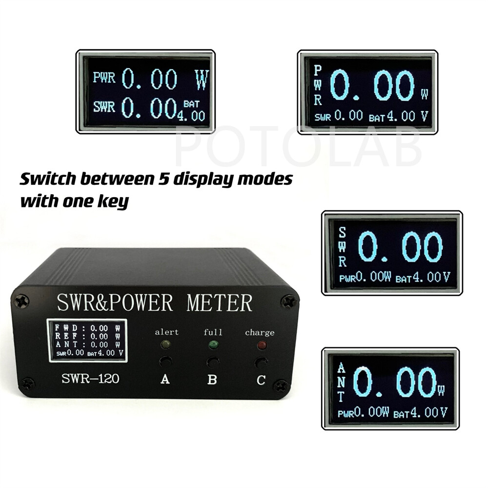 1.8M-50MHz 0.5W-120W SWR HF Short Wave SWR and Power Watt Meter + OLED + Battery