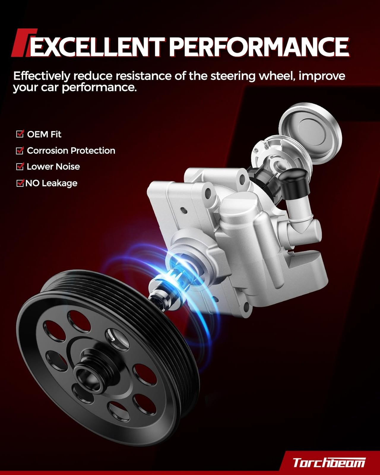 Torchbeam Power Steering Pump with Reservoir Compatible with 1990-1996 F150; …