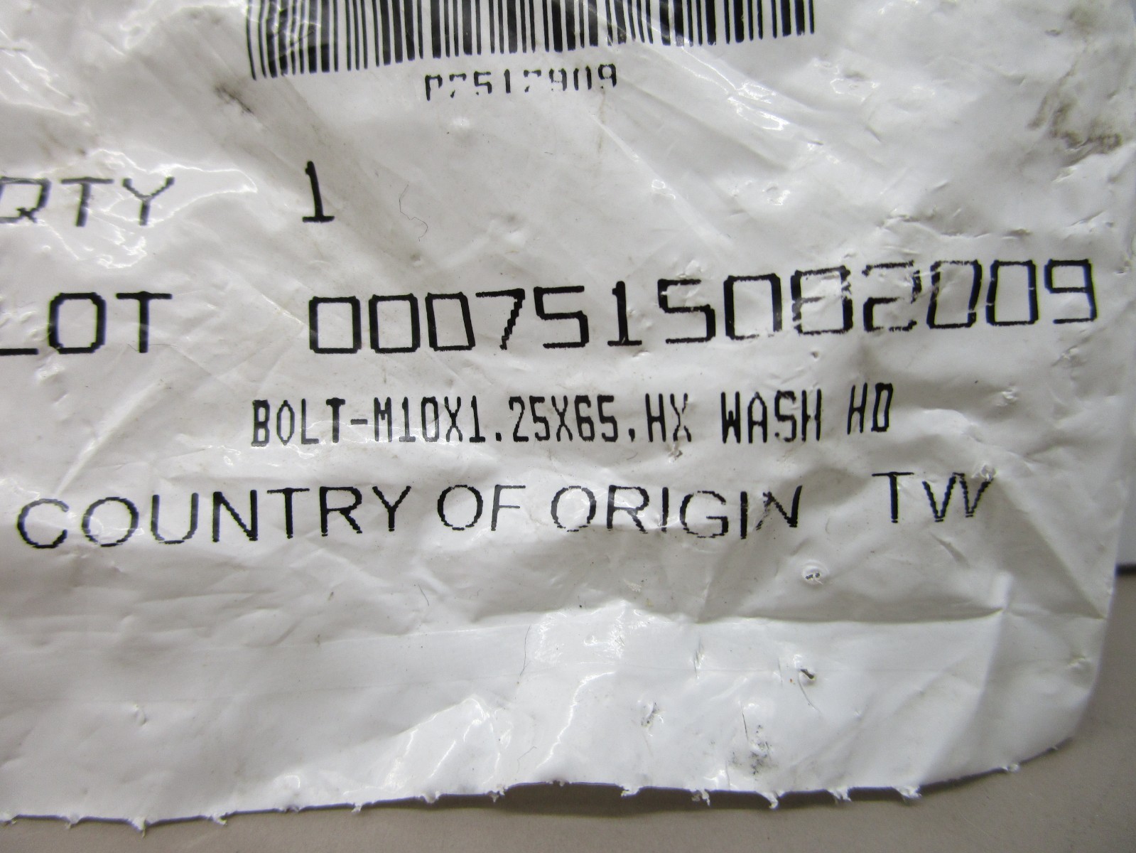 OEM Polaris 7517909 Flange Bolt M10x1.25×65 Ranger UTV
