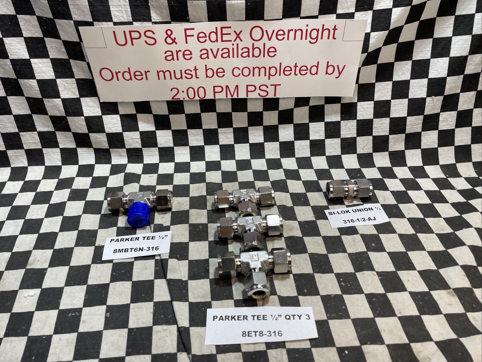Lot Of 5 PARKER TEE UNION 1/2″, 8MBT6N-316, 8ET8-316, 316-1/2-AJ SHIPSAMEDAY#ZM8