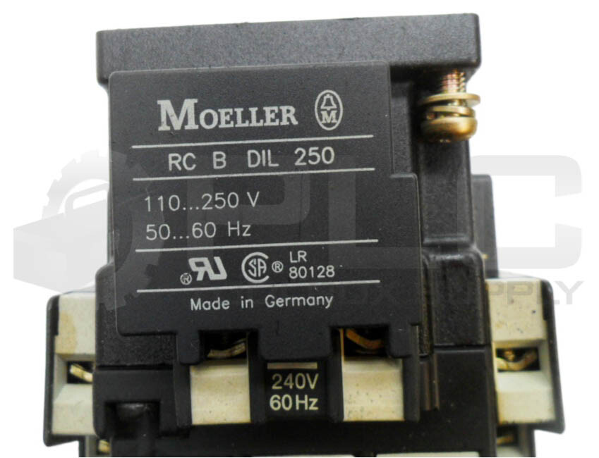 MOELLER DIL1AM CONTACTOR W/ (2) 11S DIL M AUXILIARY CONTACT W/ RC B DIL 250