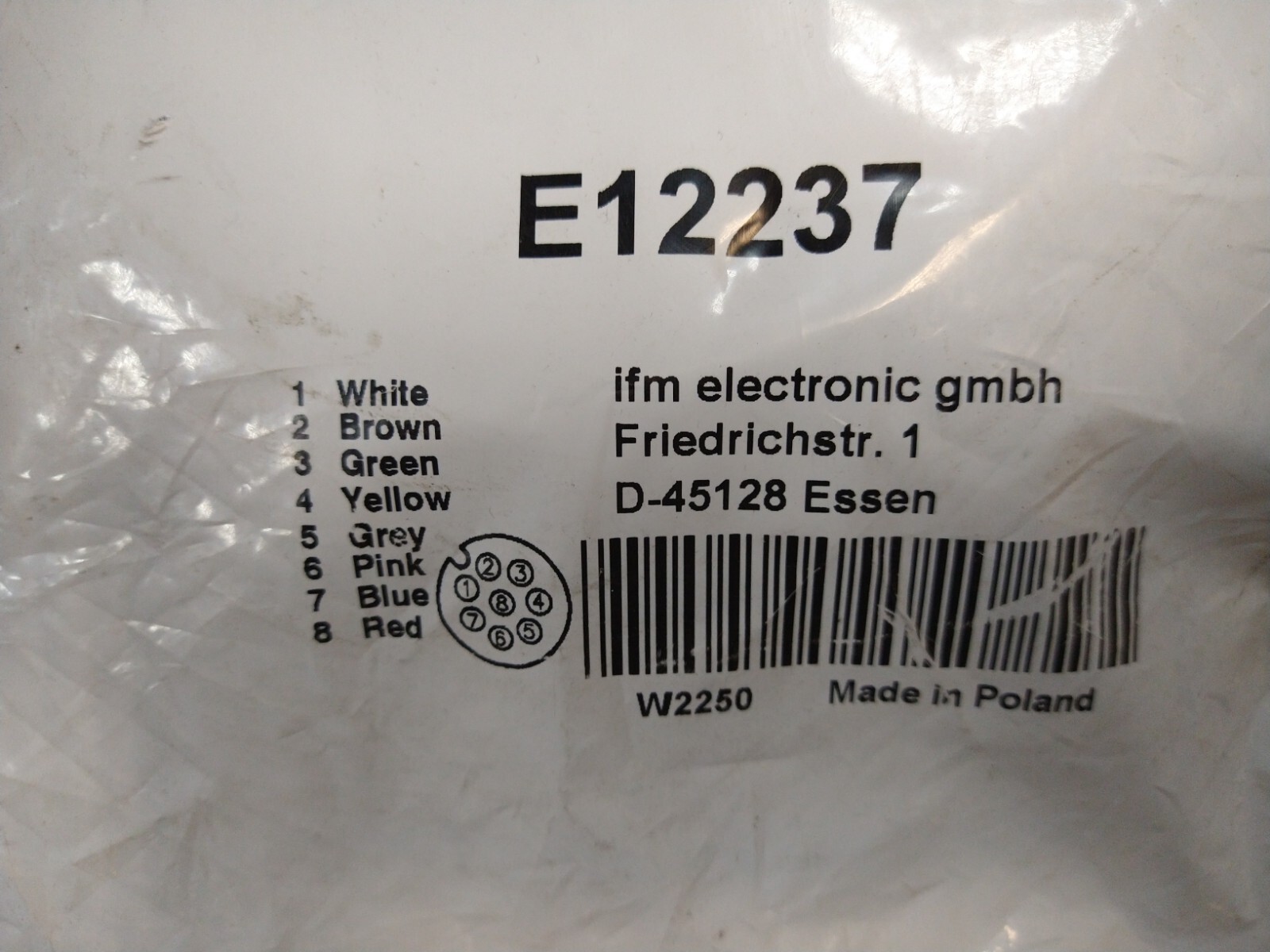 IFM Efector E12237 Electronic Black GMBH D-45128 W2250 ADOAH080MSS0015B08