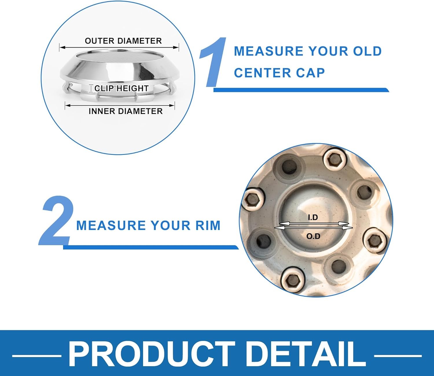 Wheel Center Caps Hub Caps Rim Center Caps OD: 70mm/2.76″ Plastic Silver Tone 1P