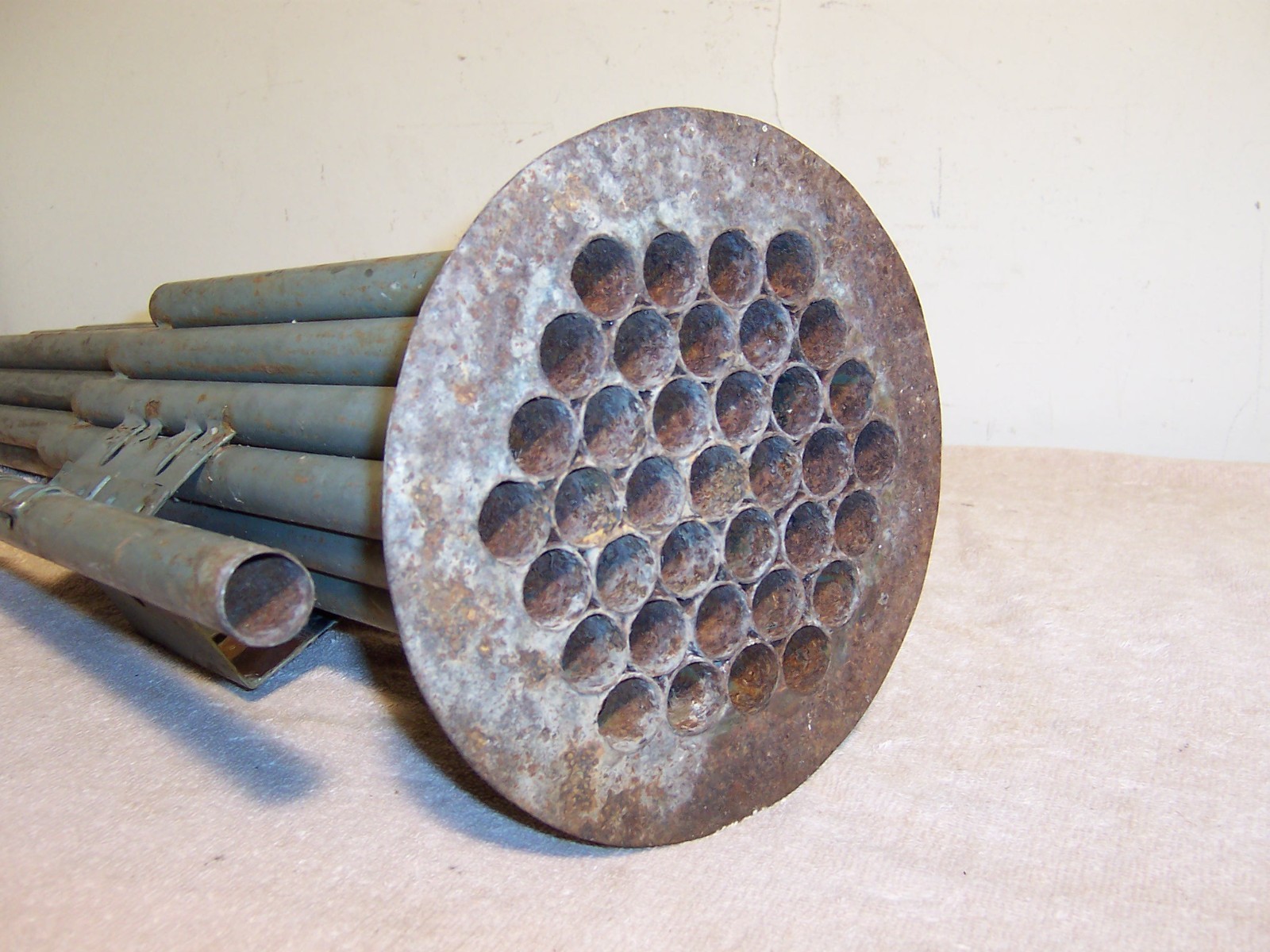 Vintage Industrial Art Spiral Boiler Exhaust Whistle Steam Caliope Tubes 36″