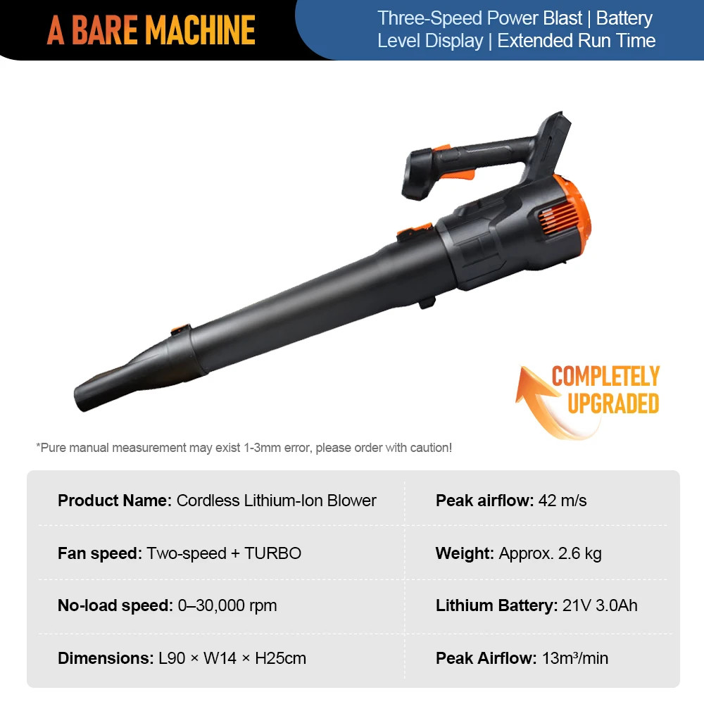 21V Electric Lithium-Ion Leaf Blower Cordless Blower Driveway Turbo Blower Porta