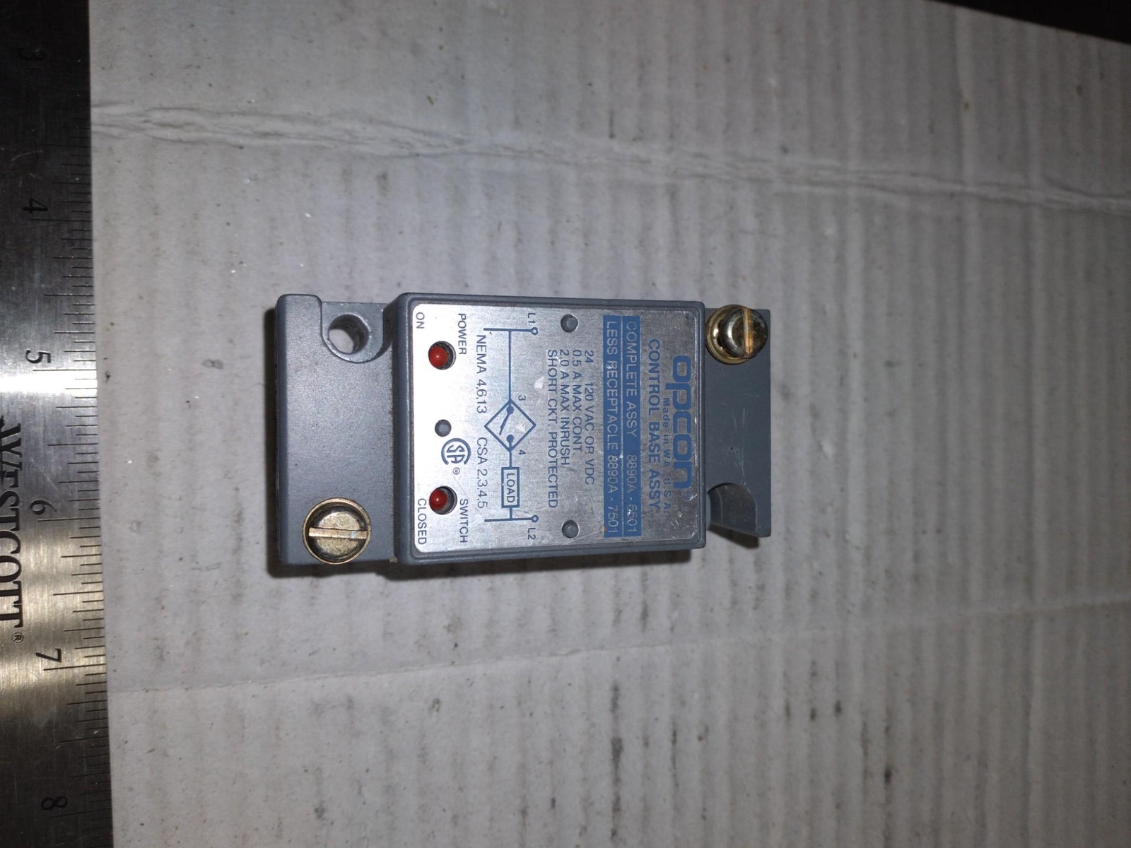 OPOCON CONTROL BASE ASSY COMPLETE ASSY 8890A 6501 LESS RECEPTACLE 8890A-7501