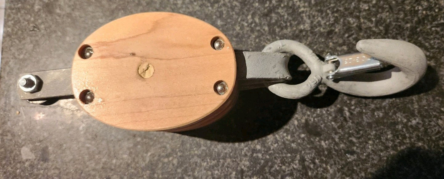 Campbell 3002 A F 4 Inch Double Wood Shell Block With Loose Hook 1/2 Inch Rope