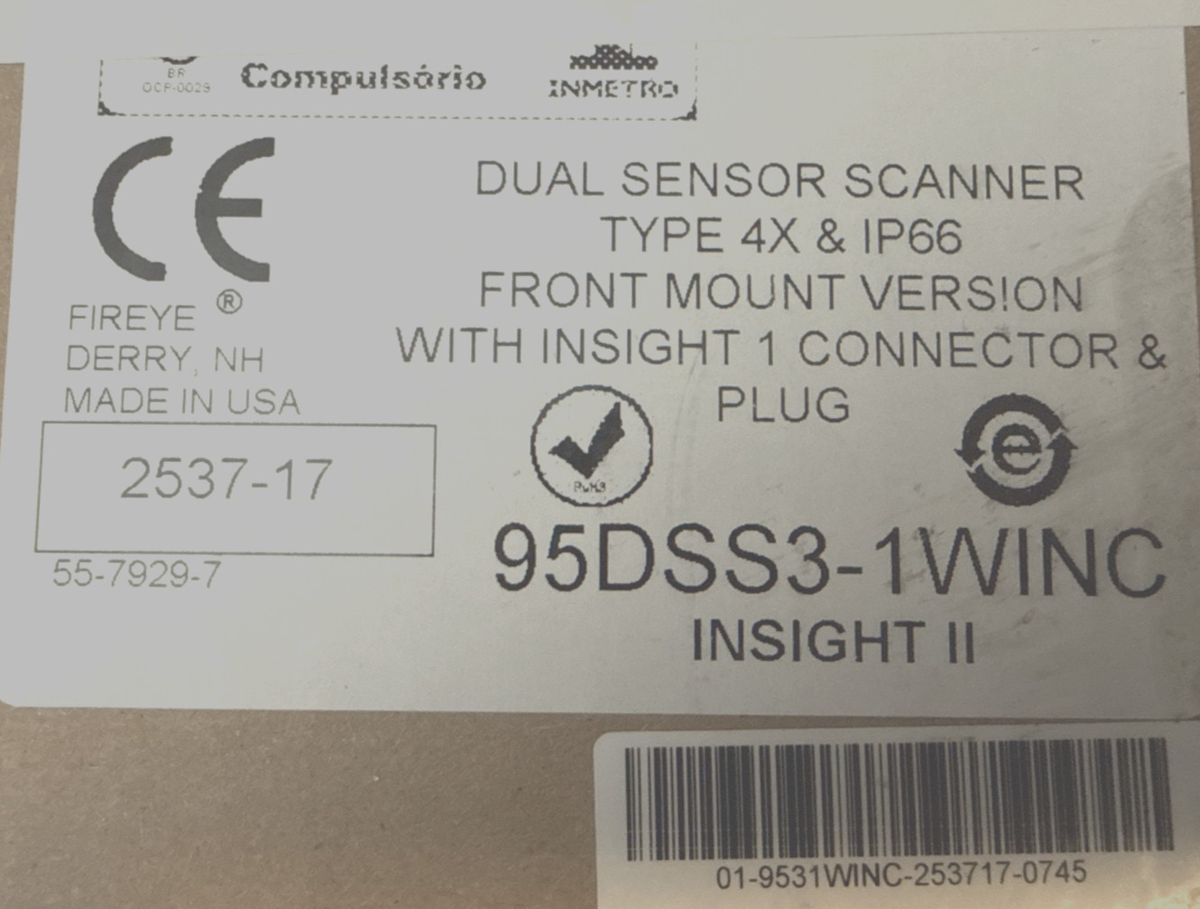Fireye 95DSS3-1WINC Insight II Dual Sensor Scanner, Flame Detector Assembly kit
