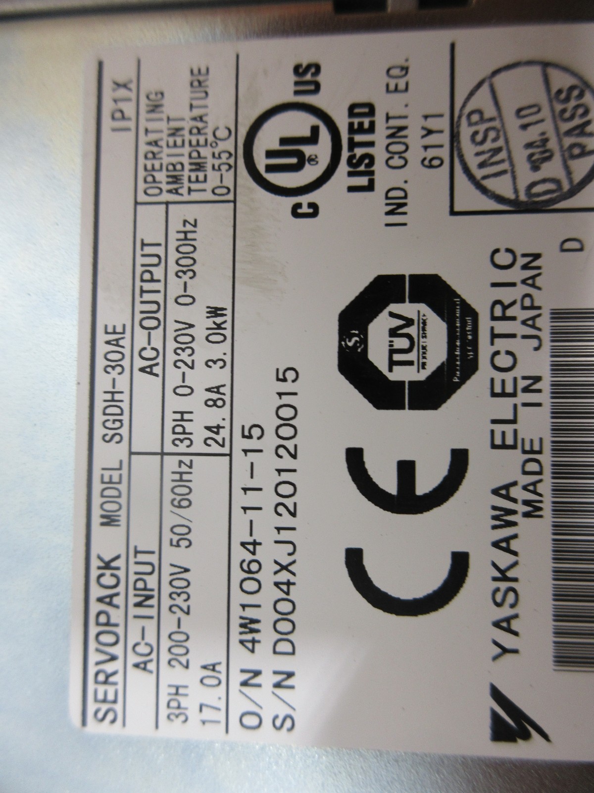 *SPECIAL PRICE* YASKAWA SERVO PACK DRIVE WARRANTY SGDH-30AE