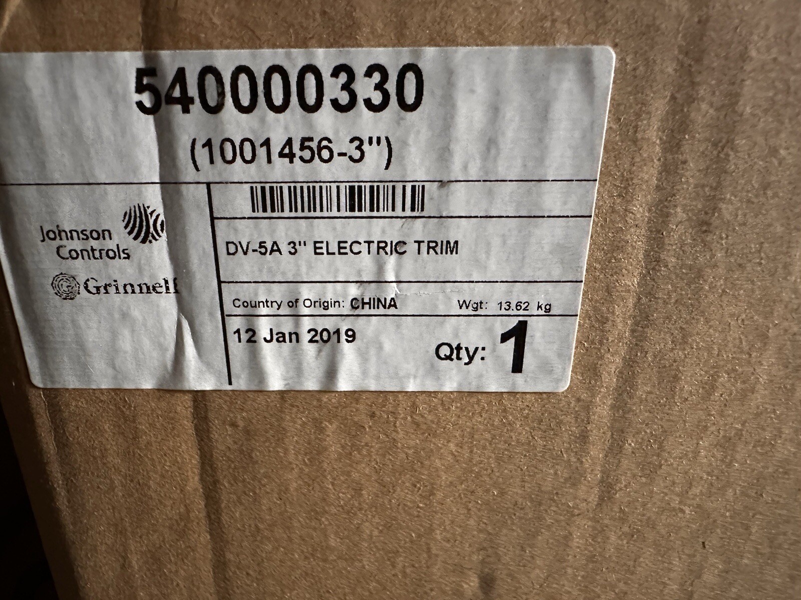 Tyco 3 in Trim Kit Johnson Controls 540000330 DV-5A 3″ Electric Trim 1001456 New