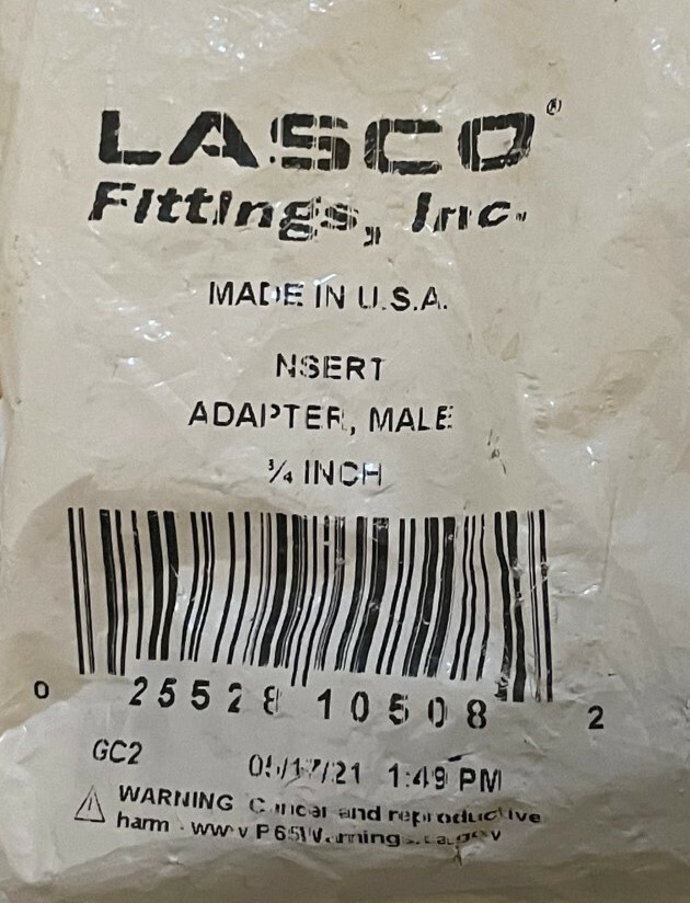 LASCO 3/4″ x 3/4″ Schedule 80 PVC Male Insert Adapter – Insert x MPT
