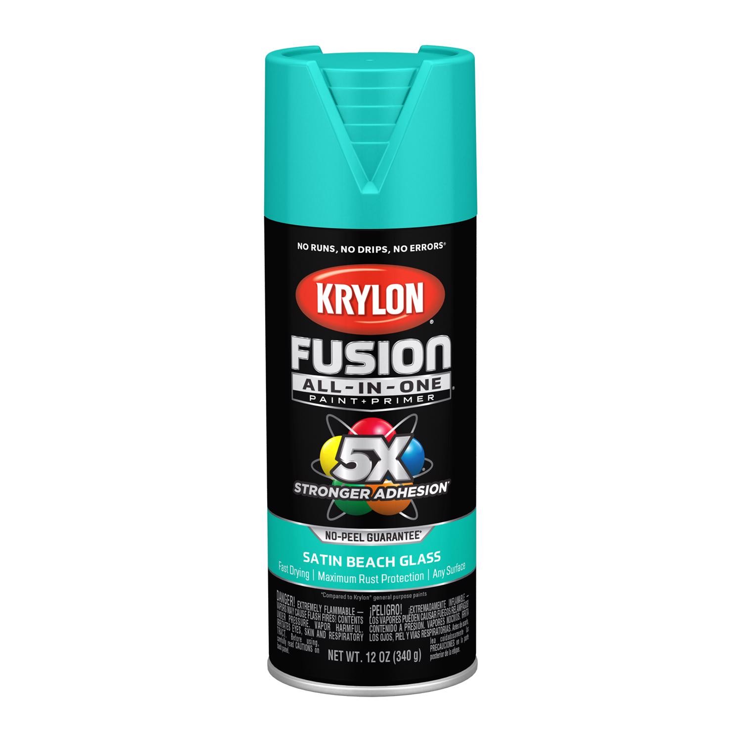 Krylon K02731007 Satin Beach Glass Fusion All-in-1 Spray Paint 12oz. (Pack of 6)