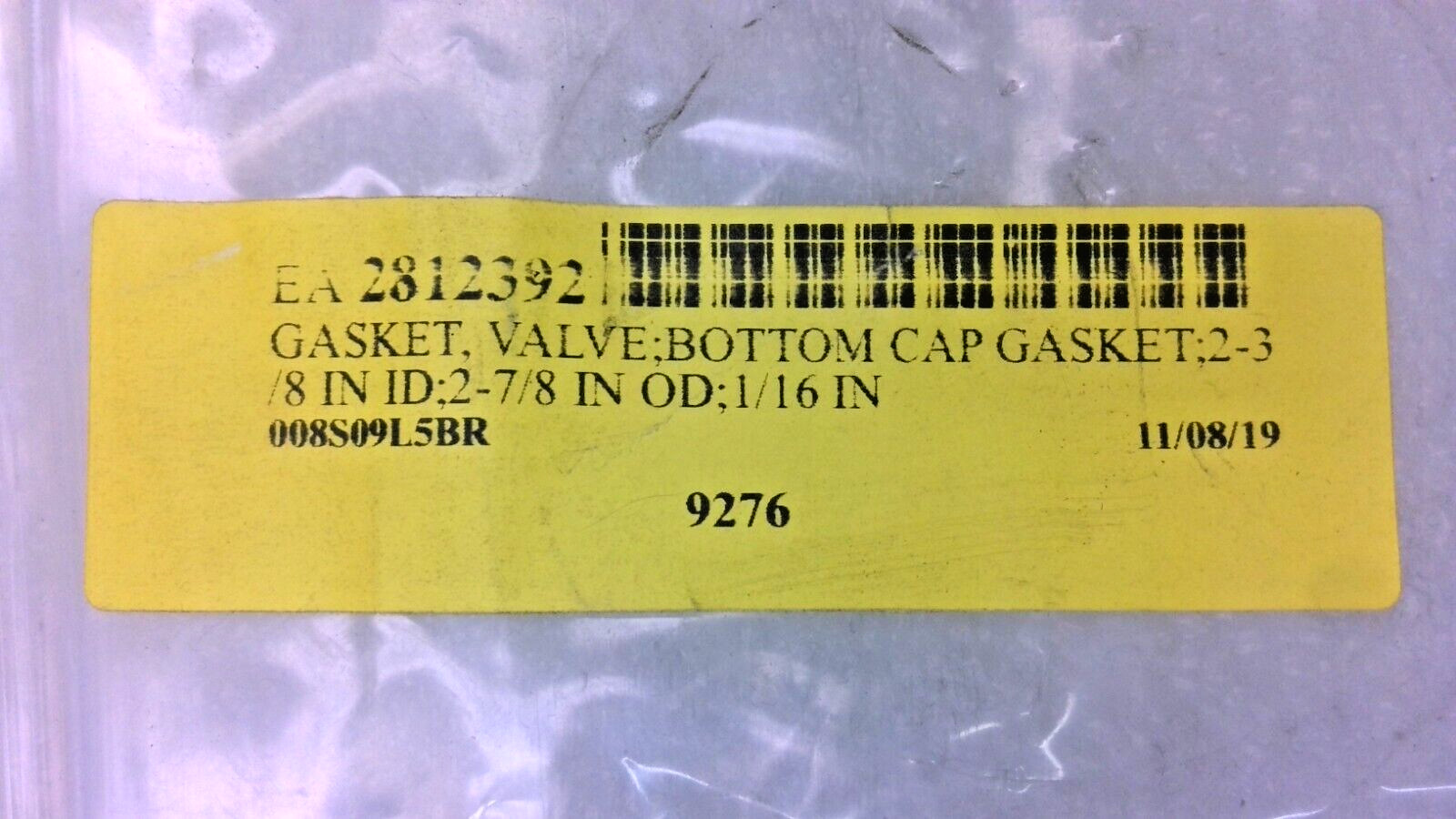 WESTROCK MILL VALVE / BOTTOM CAP GASKET 9276 2-3/8″ ID, 2-7/8″ OD, 1/16″ THICK