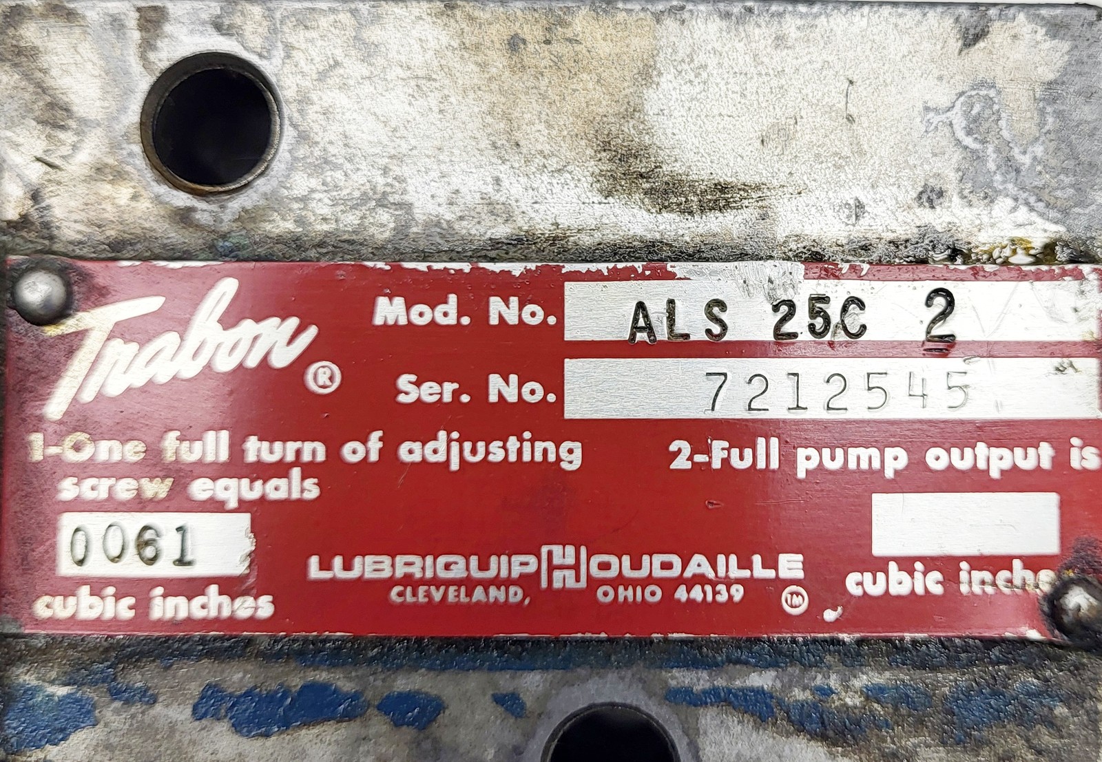 TRABON ALS 25C 2 LUBRICATION PUMP