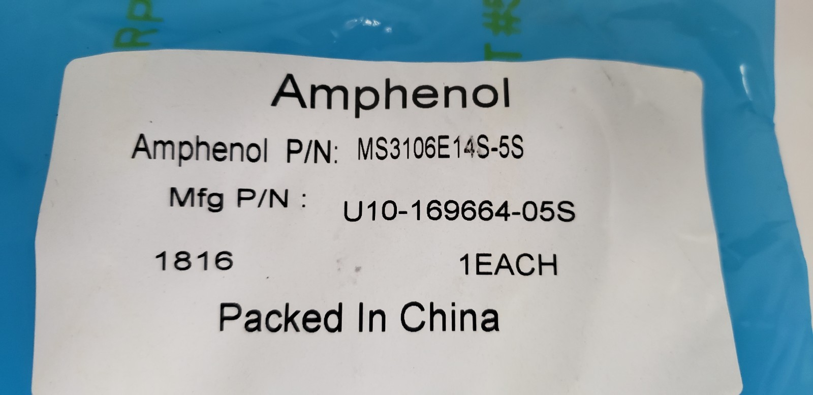 AMPHENOL U10-169664-05S CIRCULAR MIL SPEC CONNECTOR, MS3106E14S-5S, NIB