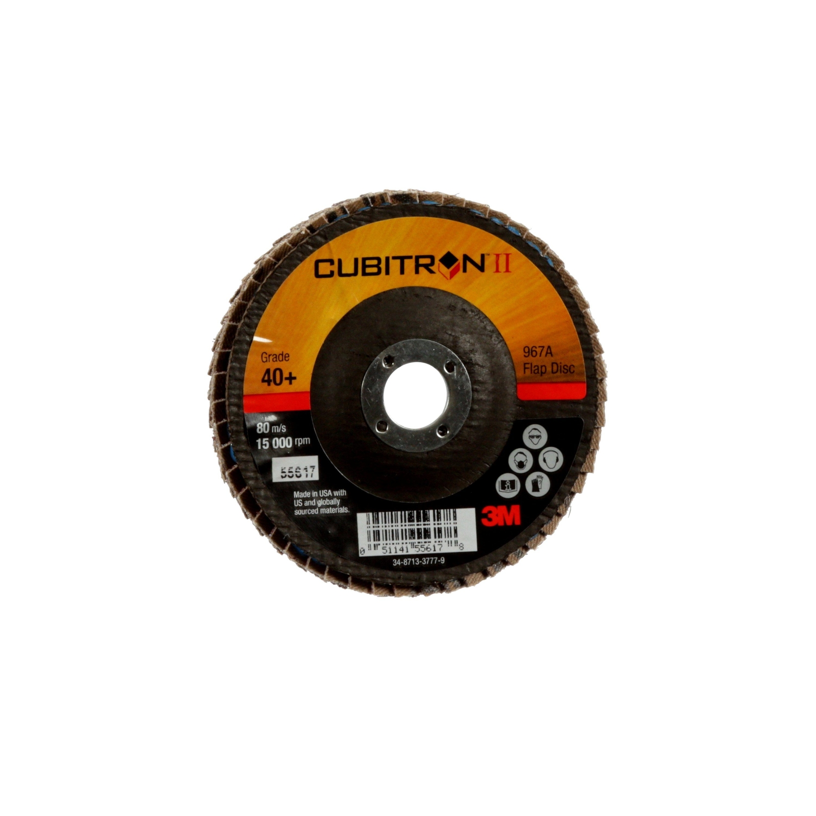 3M Cubitron II Flap Disc 967A, T29, 4 in x 5/8 in, 40+ Y-weight, 1 (Case of 10)
