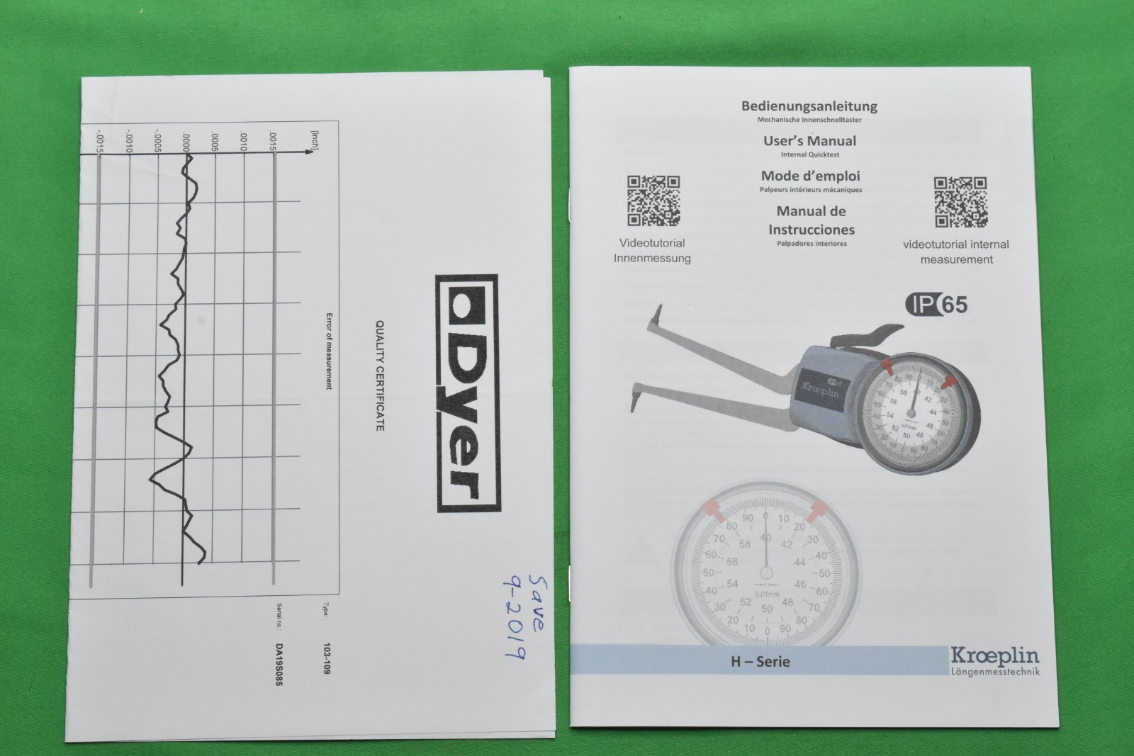 Dyer 103-109-32052 103 Series O-Ring/Groove Gage 3.2″-4.0″ w/Wooden Case