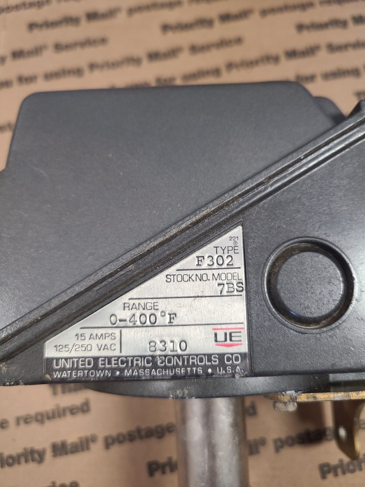 UNITED ELECTRIC TEMPERATURE SENSOR, F302, 7BS, 0 – 400F