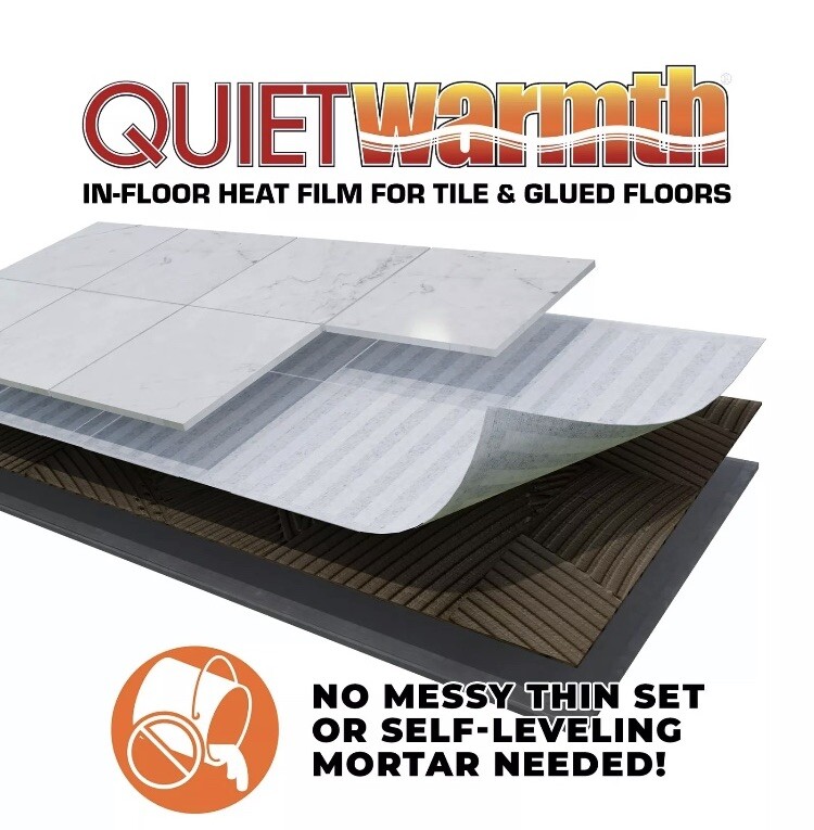 QuietWarmth Tile QWT1.5X5F120 Radiant Floor Heating Mat for Below Tile Stone and