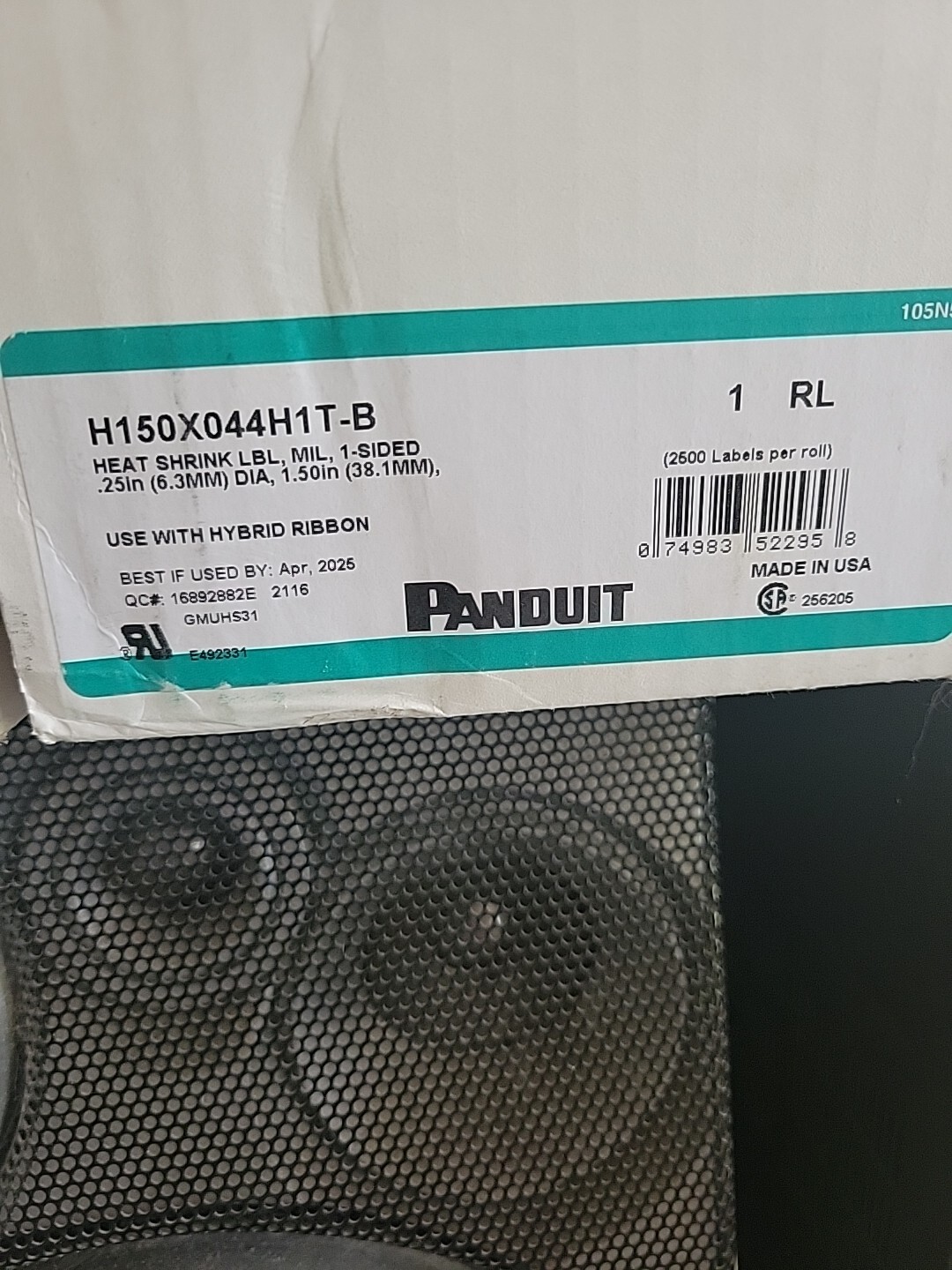 PANDUIT H150X044H1T-B 2500 Printer Labels