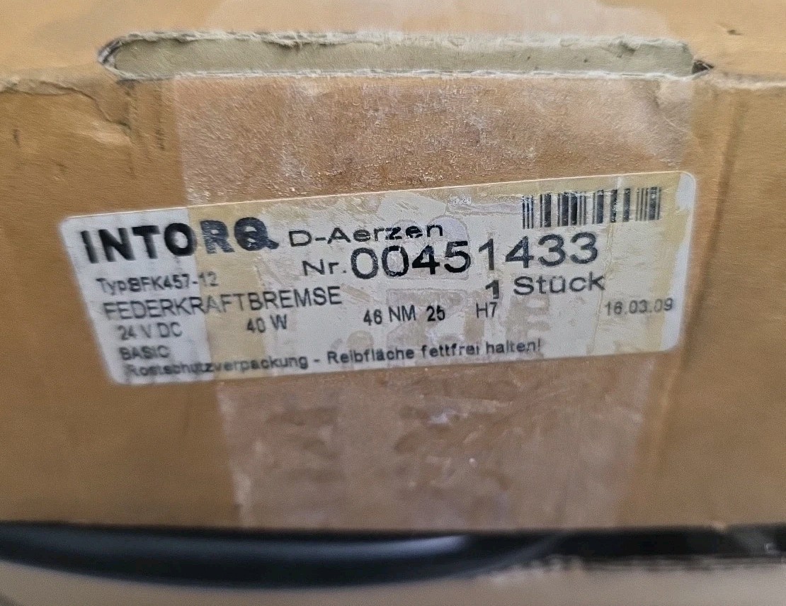 NEW INTORQ BFK457-12 BRAKE ASSEMBLY 00451433 24VDC 40W BASIC