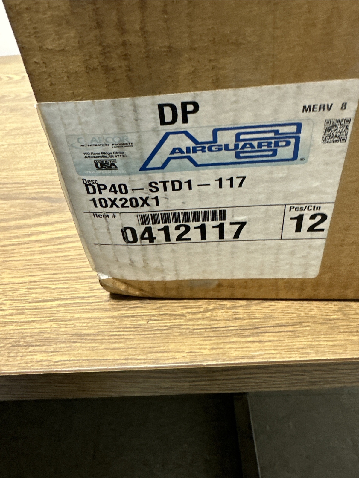 Airguard,DP40-STD1-117 10x20x1,Air Filter box of 12