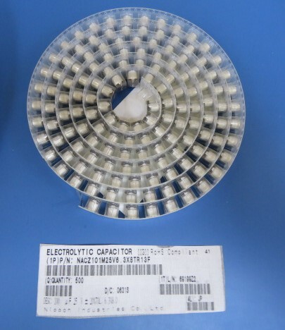 NIC NACZ101M25V6.3X8TR13F Qty of 370 per Lot CAPACITOR ALUMINUM ELECTROLYTIC