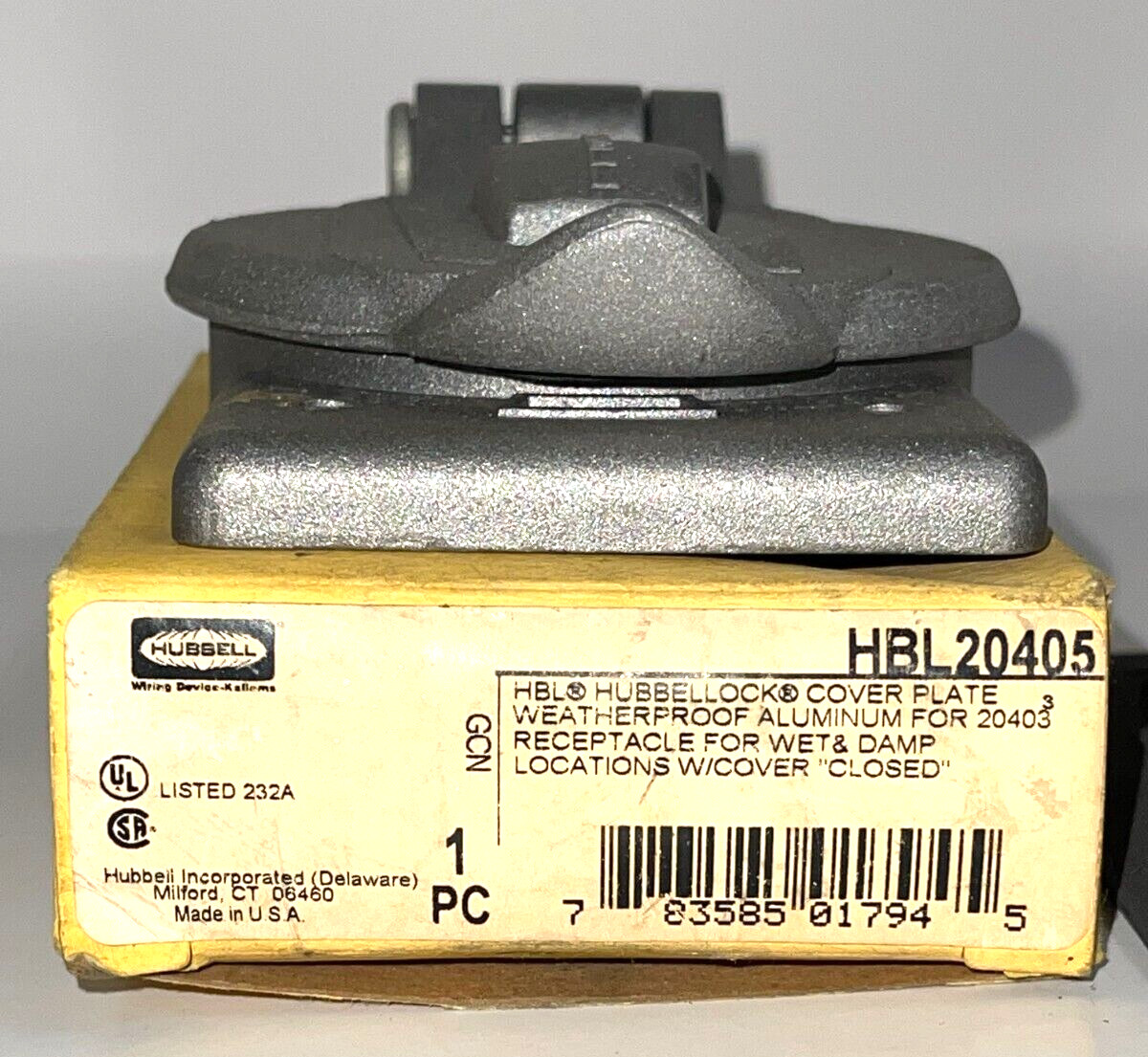 HUBBELL WATERPROOF COVER HBL20405 4-6/16″ HT 2-7/32″ WD 1 GANG