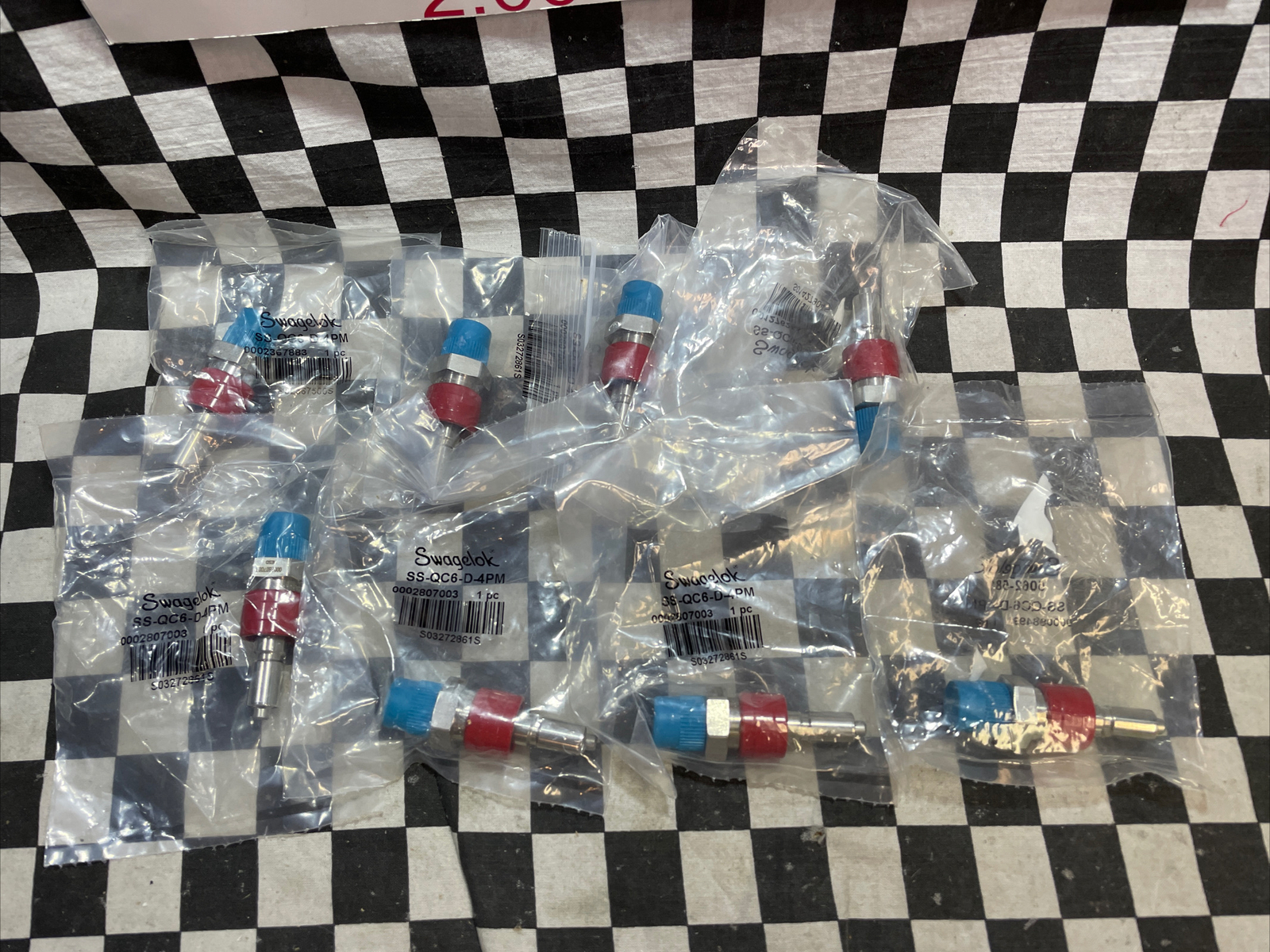 SWAGELOK SS-QC6-D-4PM, Quick Connect Stem with Valve 1/4″ NPT, LOT OF 8 #133P20