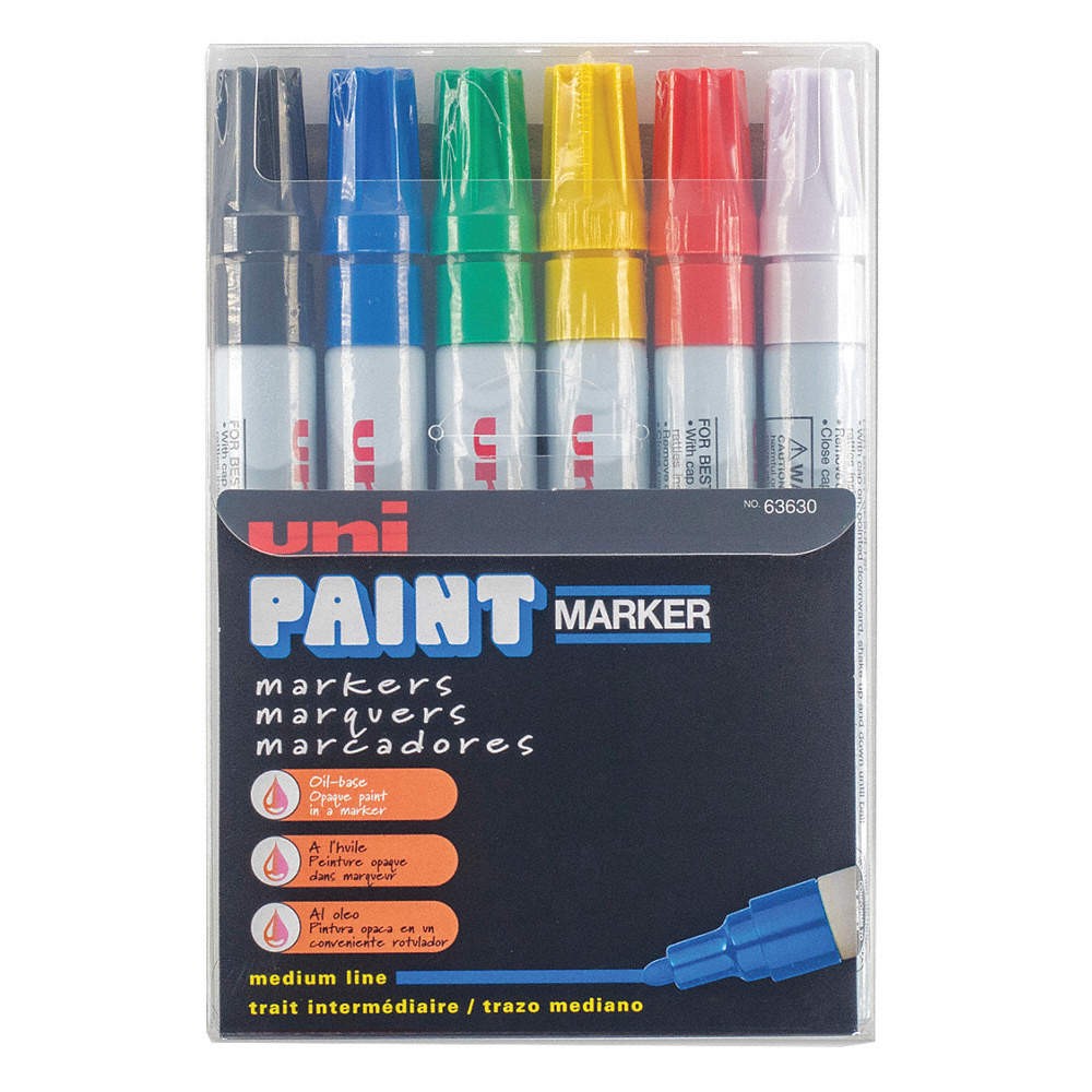 UNI-PAINT 63630 Paint Marker,Assorted,Capped,PK6 1JU80