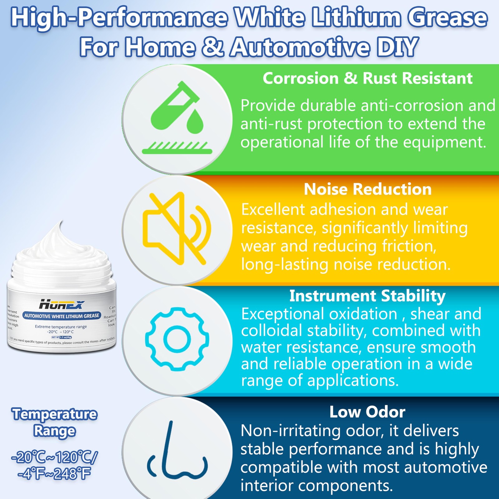 Horex Automotive White Lithium Grease 50ml Multi-Purpose Lubricant 50 grams