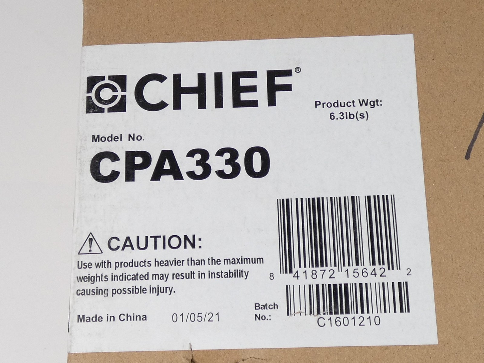 Chief CPA330 Offset Ceiling Plate Black 8″ – NEW Surplus!