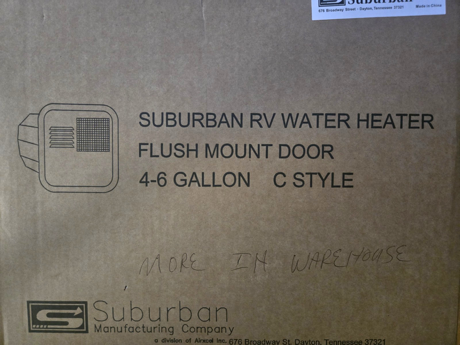 Suburban RV Water Heater Flush Mount Door – 4-6 Gallon C-Style Part No. 6255AEB